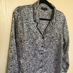 Silk-like animal print 2-piece pajama set